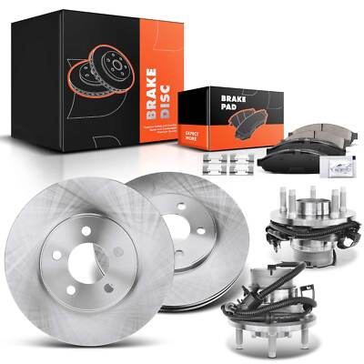 Front Brake Rotors & Pads + Hub Bearing for Ford Crown Victoria Lincoln Mercury