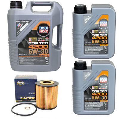 Motoröl Set Top Tec 4200 5W-30 LIQUI MOLY 7 Liter + Ölfilter für BMW 3er Opel
