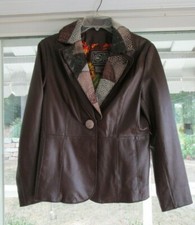 Chi By Falchi Brown Leather Womens Coat Jacket Sz M Medium Retro Mcm