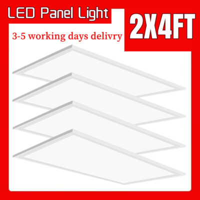 4Pcs LED Panel Light 2x4ft Drop Ceiling Flat Recessed Troffer Fixture Dimmable