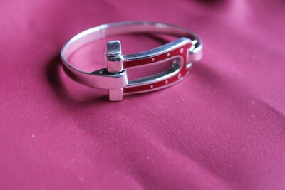 49g Armspange Sterling Silber 925 Emaille in Rot