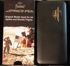FISHER SPACE PEN APOLLO SPACE SHUTTLE ORIGINAL SLIP BOX HARD CASE & PAPER