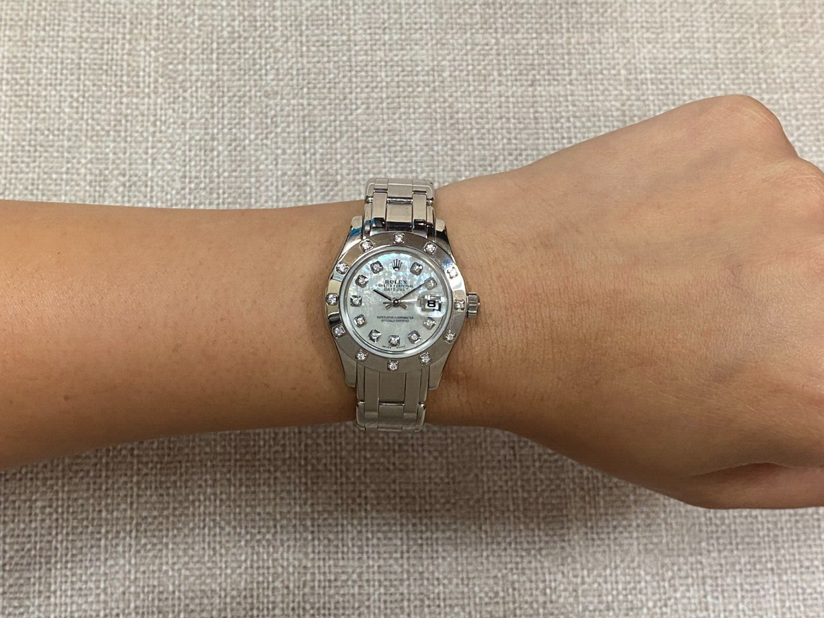 Rolex Datejust Pearlmaster 18k White Gold MOP Diamond Ladies 29mm