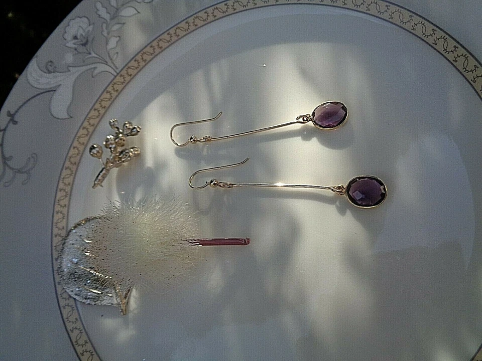 Amethyst Ohrringe Gold 14K Gold Filled Goldohrringe Amethyst - Bild 4 von 4