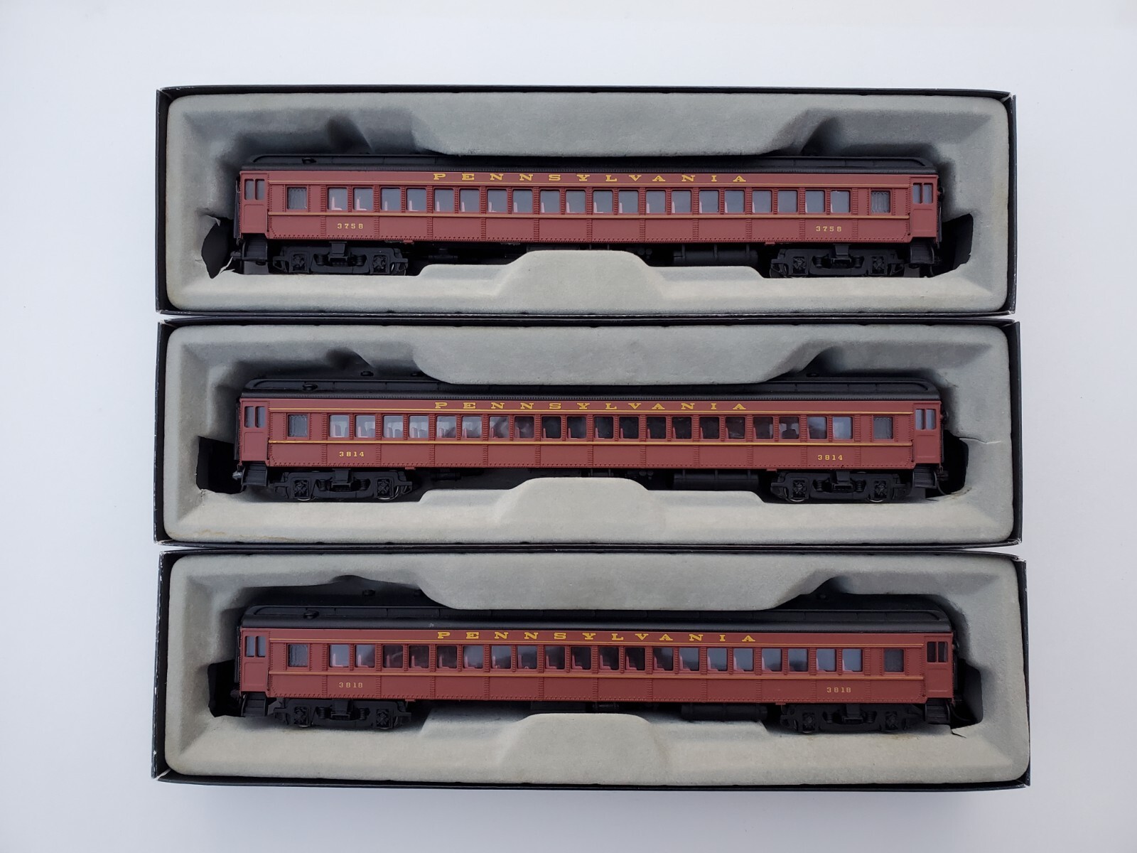 Set of 3 SPECTRUM Pennsylvania PRR P70 Passenger Cars Lighted HO eBay