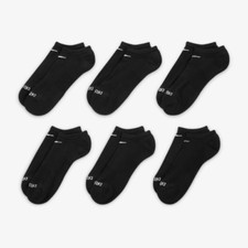 Nike Dri-FIT Everyday Plus Lightweight No-Show Socks 6 Pairs Black Adult L Large