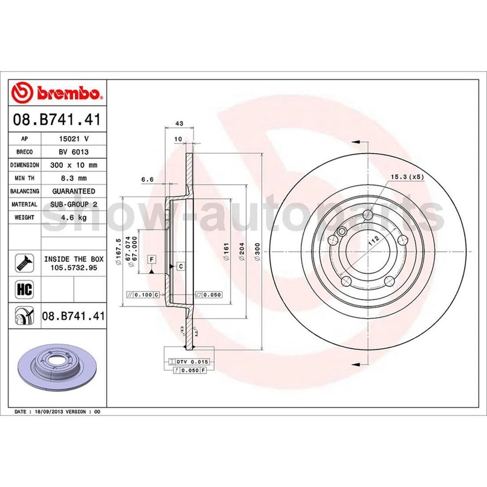 Juego de pastillas de freno de disco trasero Brembo rotor de freno para Mercedes-Benz SLC300 2017-2018 Foto 4 de 4