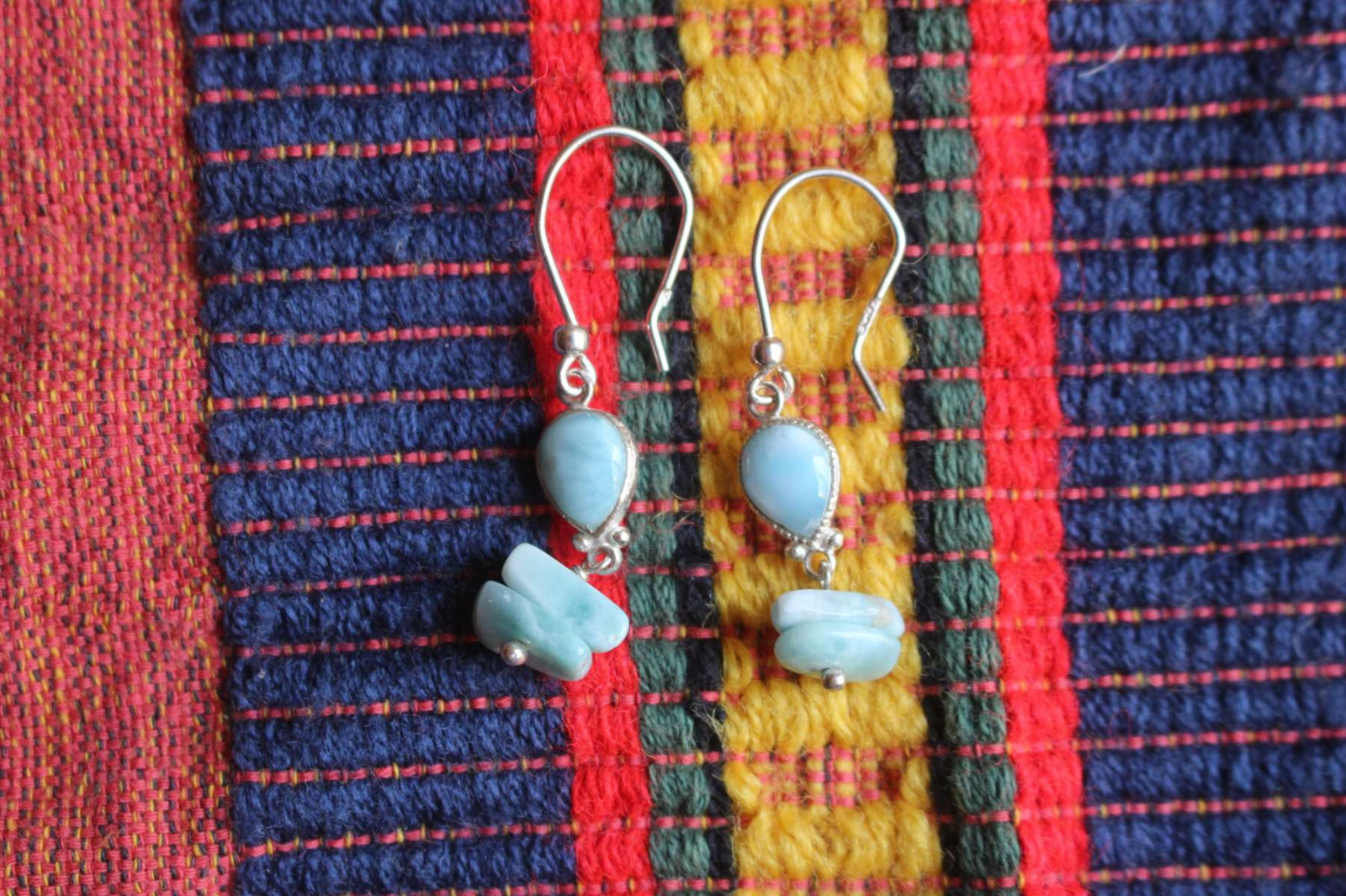 Boucles d'oreilles Larimar en argent 925, bijoux faits main de prestige