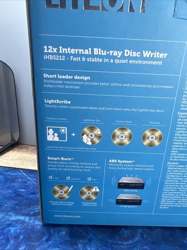 Liteon iHBS212-08 BD-ROM DVD+/-RW CD-RW Desktop Blu-Ray Optical Drive New Sealed - Afbeelding 5 van 9