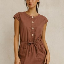 J.Crew Button Front Utility Dress Size 4 Brown Short Sleeve