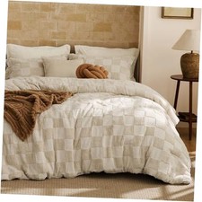 Size Comforter Set Beige, Boho Tufted Bed King 04 - Beige - Tufted Checkboard