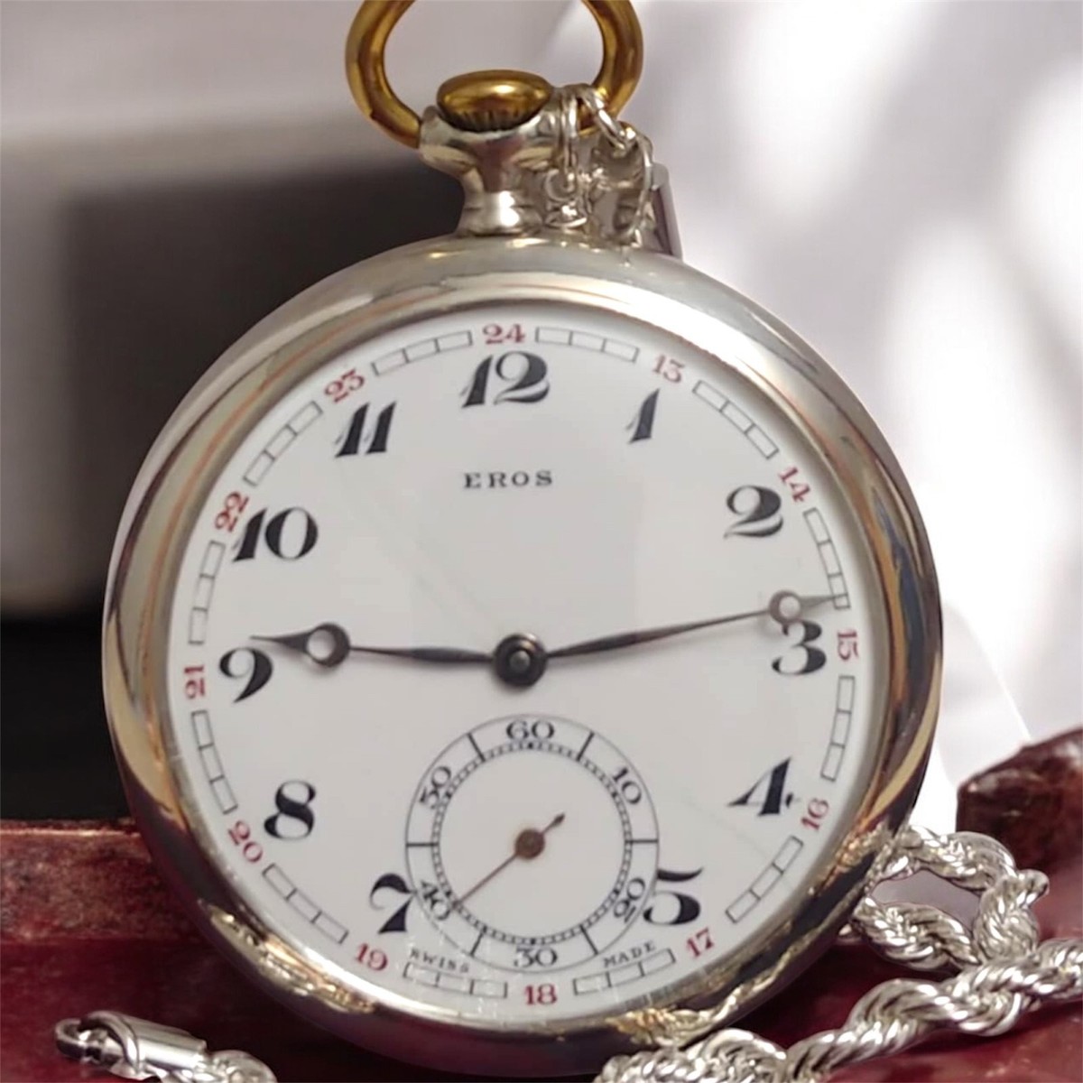 Antique Pocket Watch France Eros Mechanical Silver 800 Grand Prix