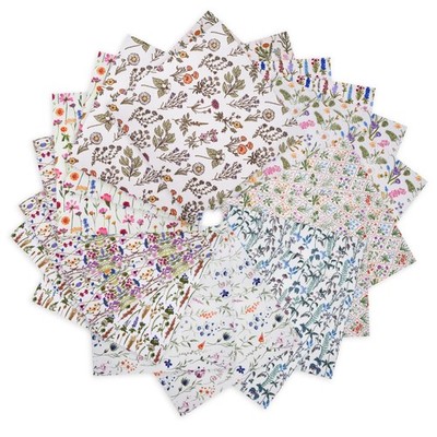 Floral Fabric Bundles Polyester Precut Quilting Patchwork DIY Sew 20Pcs 25x25cm