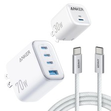 Anker 70W/30W Wall Charger Bundle Foldable Plugs 2 6ft USB C-C Cables
