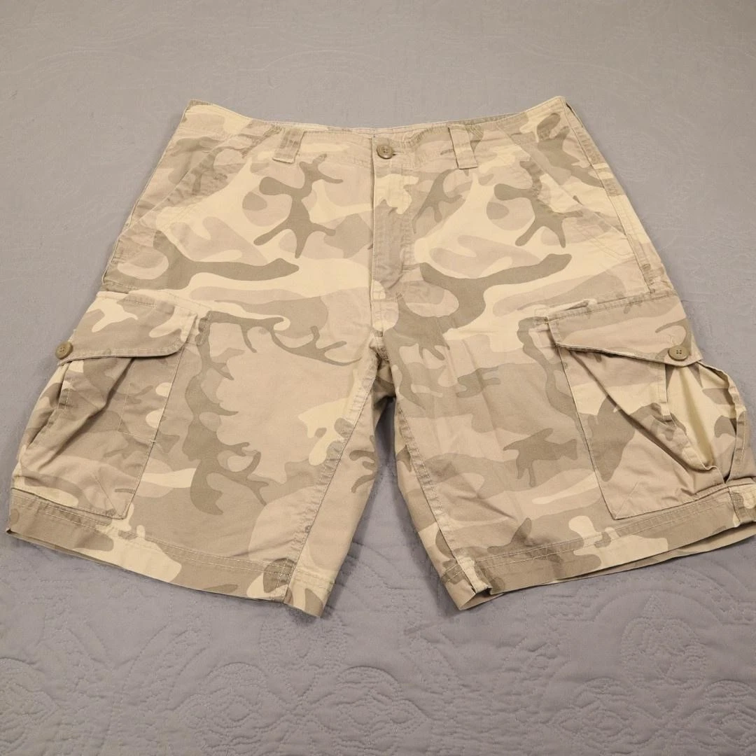 Patagonia Camo Cargo All Wear Shorts Mens 34 Beige Organic Cotton Hiking 57750