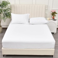 100 Rayon Derived from Bamboo Fitted Sheet Queen Size, 16" Deep Pocket,2.5cm