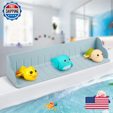 2Pack Bathtub Splash Guard for Tub, Silicone Bathtub Caddy Tray with Play Shelf,