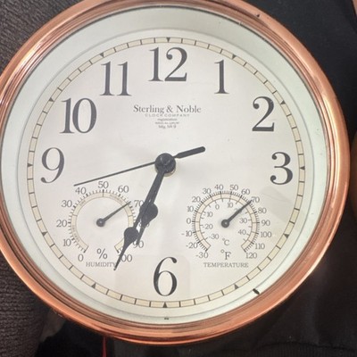Sterling & Noble Hanging Wall Clock, Quartz, Temperature & Humidity Display