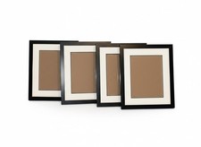 Set of 4 Professional Black Photo Frames 14x17" with 9x12" Double Mat