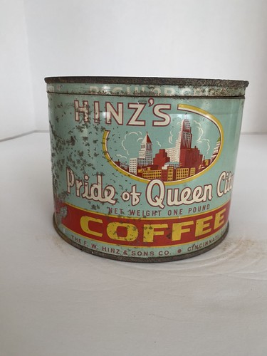 Vintage Pride of Queen City Coffee Tin 1 lb., F W Hinz & Sons Co, Cincinnati, OH