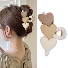 HIFANMM Valentines Heart Hair Claw Clips Large Khaki 1 Count Pack of 1 , A