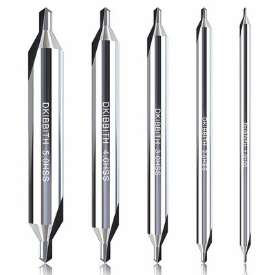 DKIBBITH 5pc Long Center Drill Bit Set, M2 HSS 60-Degree Angle 4'' Overall Lengt
