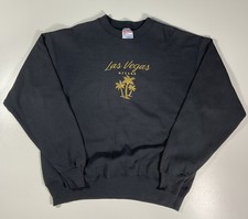 Vintage Las Vegas Embroidered Sweatshirt Sz M Palm Tree Made In USA 90s