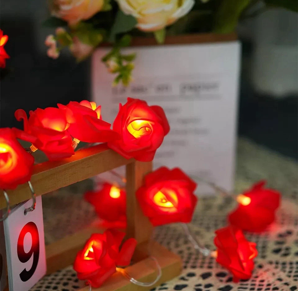 Rose Flower Fairy Light Romantic Rose Night Light for Valentines Day Party Decor - Image 4 of 4