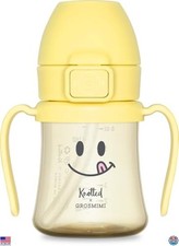 GROSMIMI x KNOTTED 6oz Smile Sippy Cup - Spill Proof, BPA Free, Stage 2 Straw