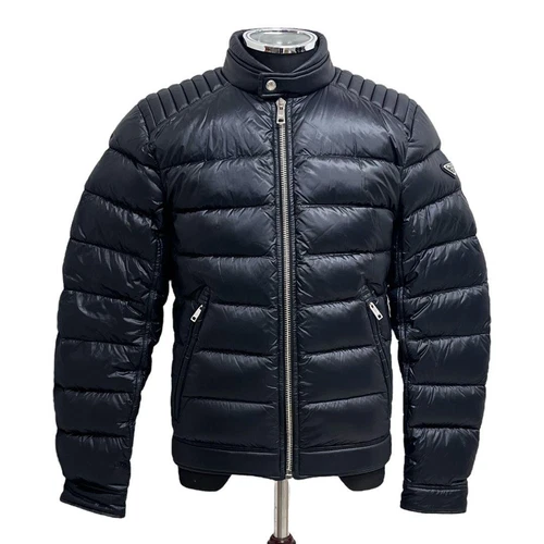 Piumino trapuntato Prada logo triangolo SGB608 Uomo Nero Taglia 44 Autentico