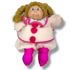 Vintage Cabbage Patch Kids Doll 17" Clown Outfit Blonde Yarn Hair Blue Eyes 1986