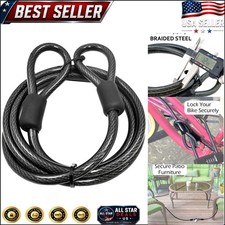 12mm Braided Steel Security Cable 7-FT - Water  Rust Resistant Safety Solution