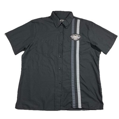 Victory Motorcycles Polaris Button Up Work Shirt XL Black Gray