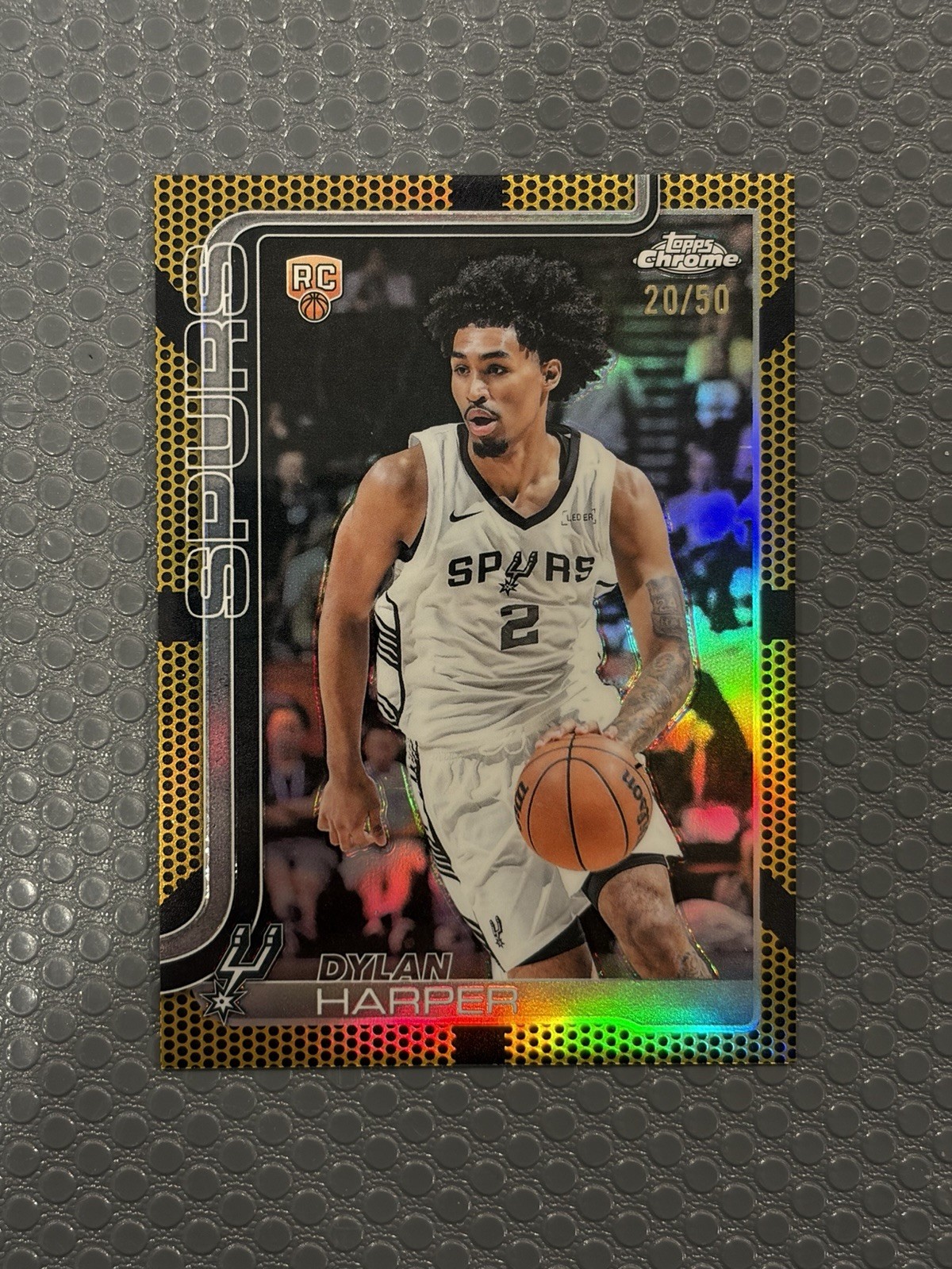Dylan Harper 2025 Topps Chrome GOLD Basketball Refractor /50 Rookie RC 252 Spurs