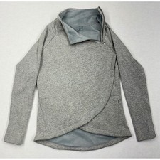 Athleta Womens Sweatshirt Cozy Karma Asym Pullover Athletic Gray XS Zip Pockets