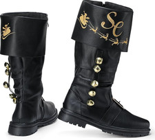 Christmas Santa Claus Boots for Men Wide Cuffs Santa Combat Boots Xmas Costume A