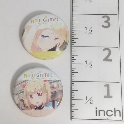 A78268 NEW GAME! Can badge Yun Iijima + Kou Yagami