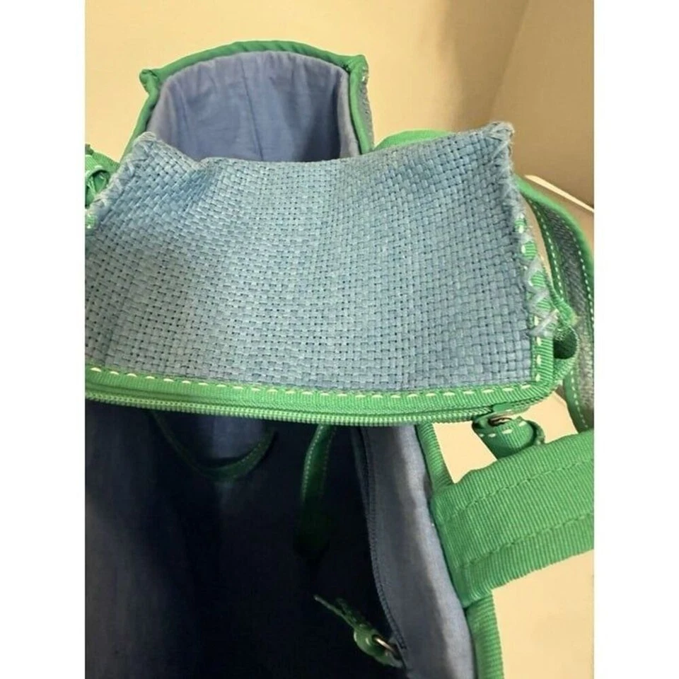 Lauren Ralph Lauren women Straw handbag Blue/Green+ Pouch Excellent - Image 4 of 4