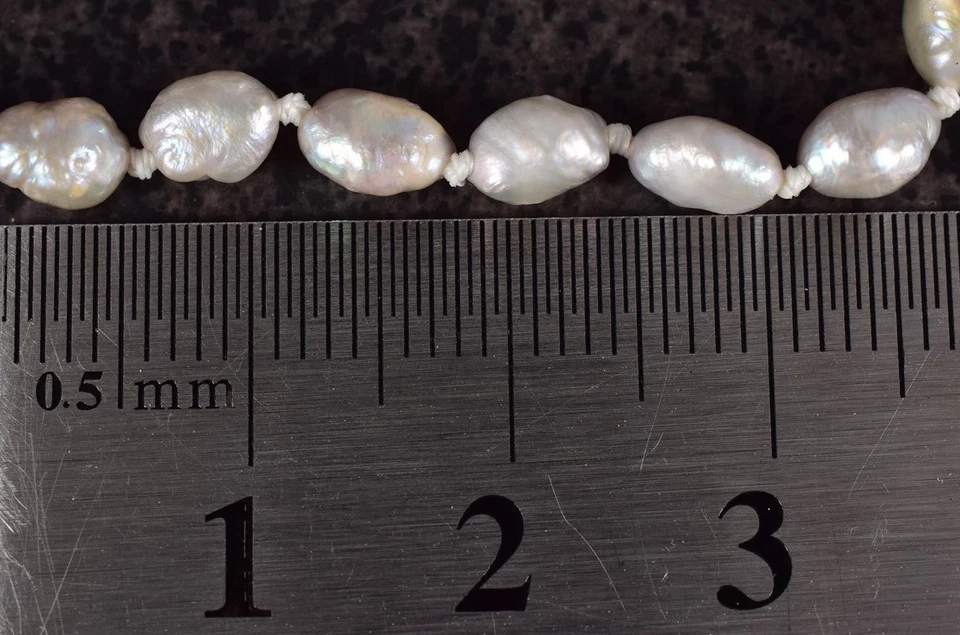 7-1/2" Vtg 14K White Gold Mid-Century Modern Handmade Pearl Beaded Bracelet 1.7g - Imagem 4 de 4