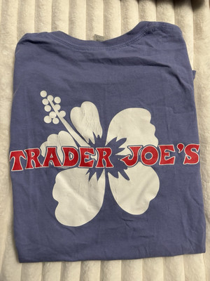 Trader Joes Shirt Mens Large Green Employee Uniform Hibiscus Crew Member Work