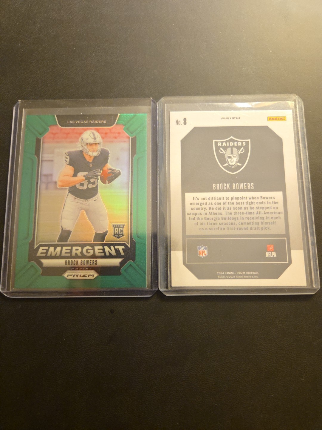 2024 Panini Prizm Emergent - Brock Bowers #8 Raiders RC Green
