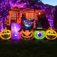Aufblasbare Halloween Deko KüRbis Mit Schwarzer Katze 2,4M Garten Deko