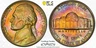 1947 D US JEFFERSON NICKEL PCGS MS 65 *ATTRACTIVE MULTICOLOR IRIDESCENT TONING*