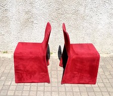 Lot 2 Chaises GLOVE Design PATRICIA URQUIOLA velours Rouge Edition MOLTENI