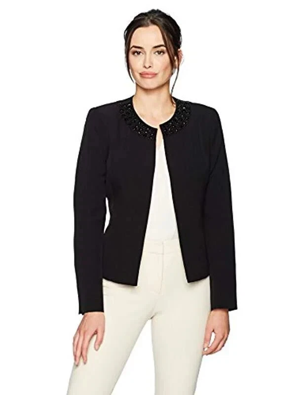 NWT $139 Kasper Separates Sz 4P Black Formal Beaded Collar Blazer Jacket  Bolero