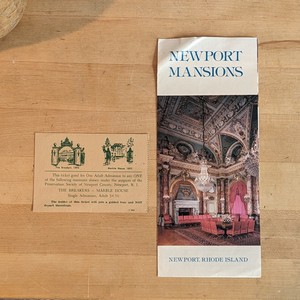 Newport RI Mansion Guide Tour Travel Brochure Vintage 1981 Pamphlet w/Ticket