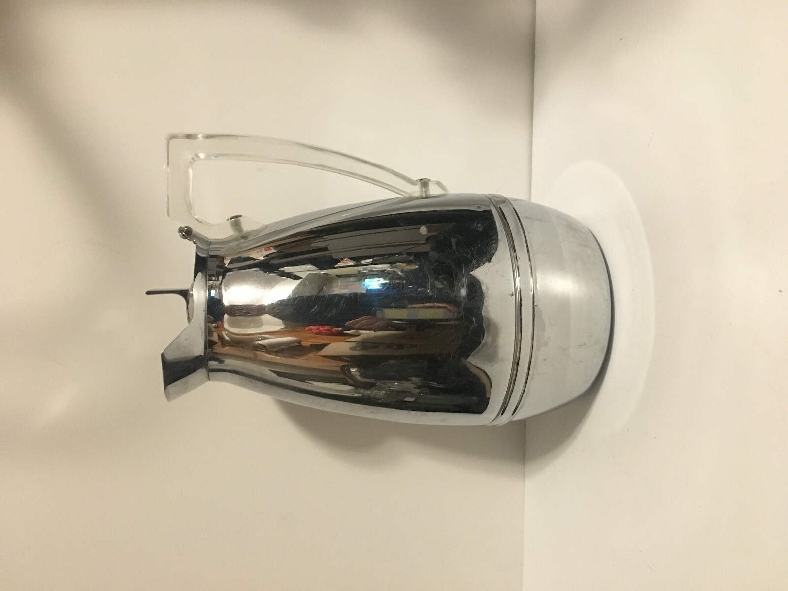 RARE! VINTAGE STAINLESS THERMOS MCM CARAFE 2585 LUCITE HANDLE CHROME 5