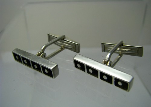 MID-CENTURY MODERN STERLING SILVER CUFFLINKS ARTISAN HANDCRAFTED USA ca1960s