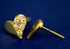 14K White or Yellow Gold Heart Shape CZ Stud Earrings