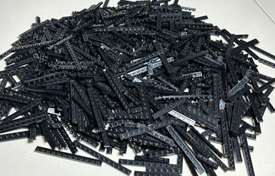 SHIPS FREE LEGO LOT OF 100 BLACK BIG PLATE PLATES 1X3 1X4 1X6 1X8 1X10 PART